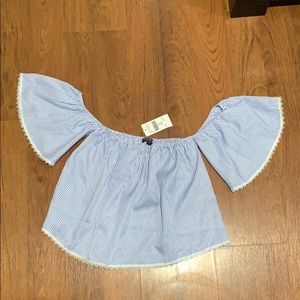 Blue & white stripe off the shoulder